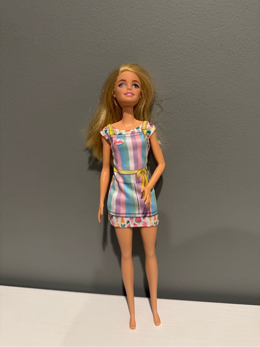 Barbie Multicolor Pastel Stripe Dress